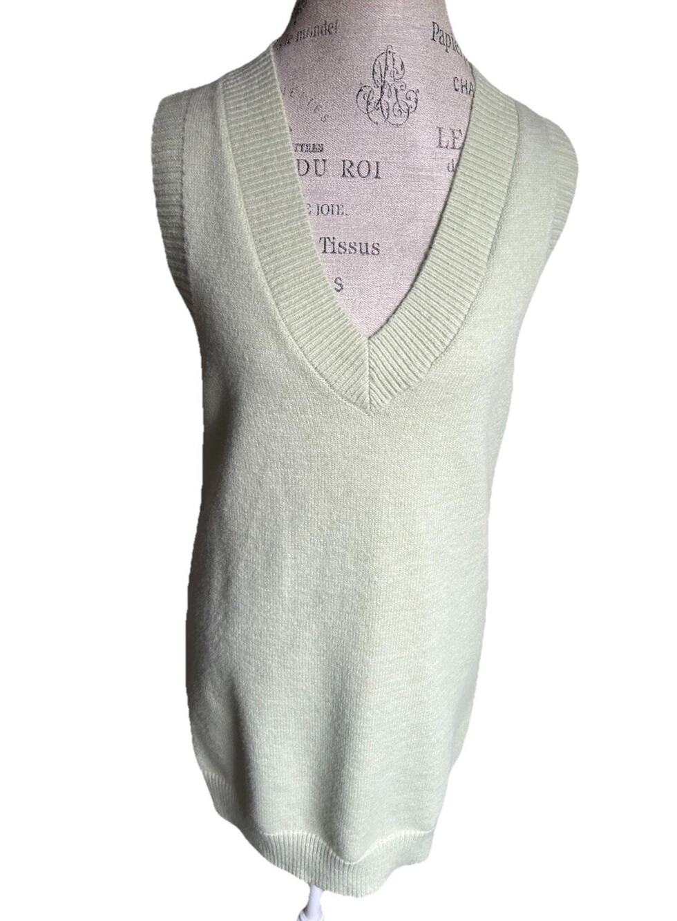 Sunday In Brooklyn Sweater Vest Dress Womens XS Green V Neck Sleeveless Mini NWT